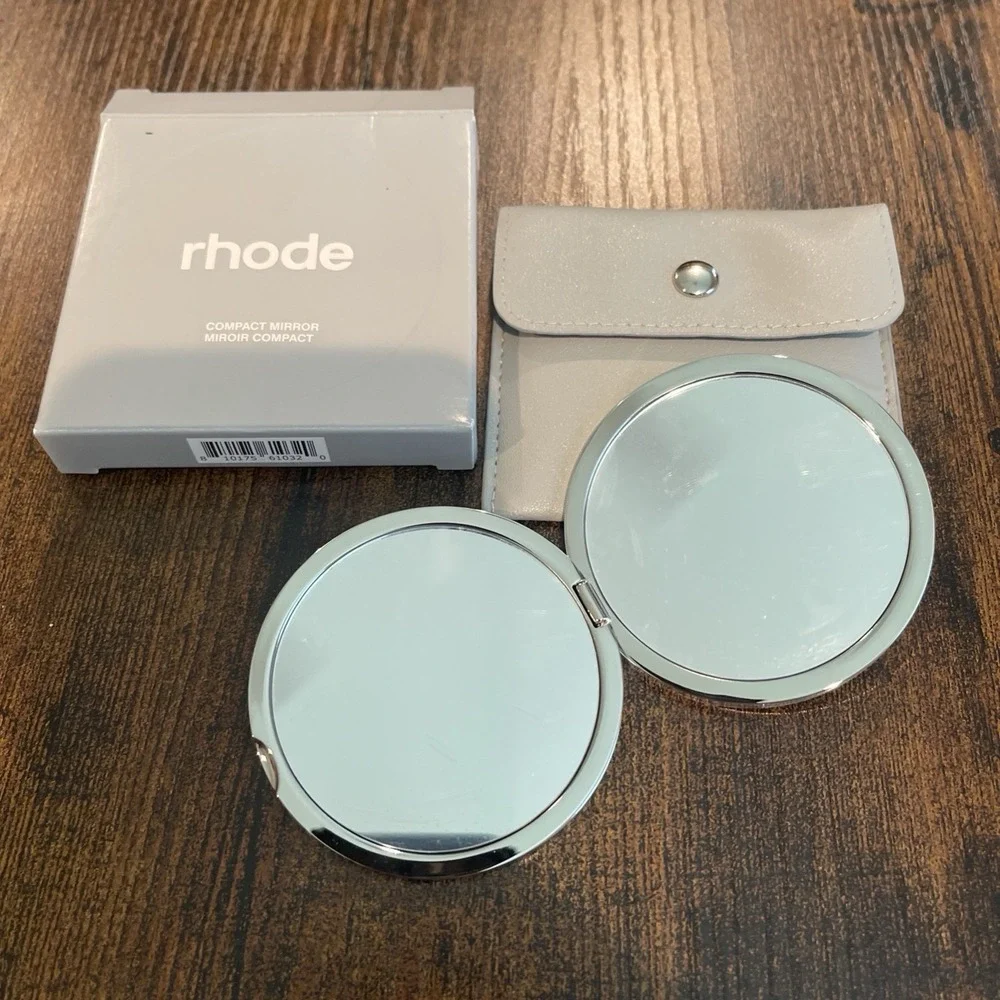 NEW IN BOX Rhode Compact Mirror + Carrying Pouch  Silver